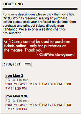 Contact CineBistro